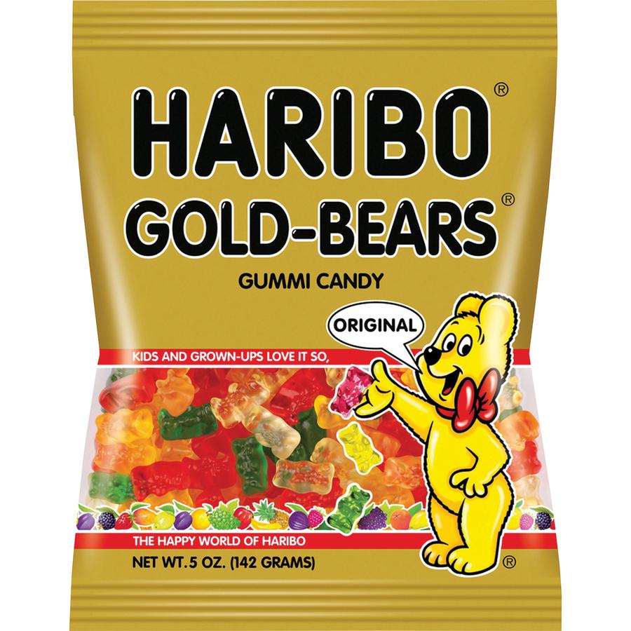 HARIBO Gold-Bears Gummi Candy - Lemon, Orange, Pineapple, Raspberry, Strawberry - 0.50 oz - 12 / Carton. Picture 3