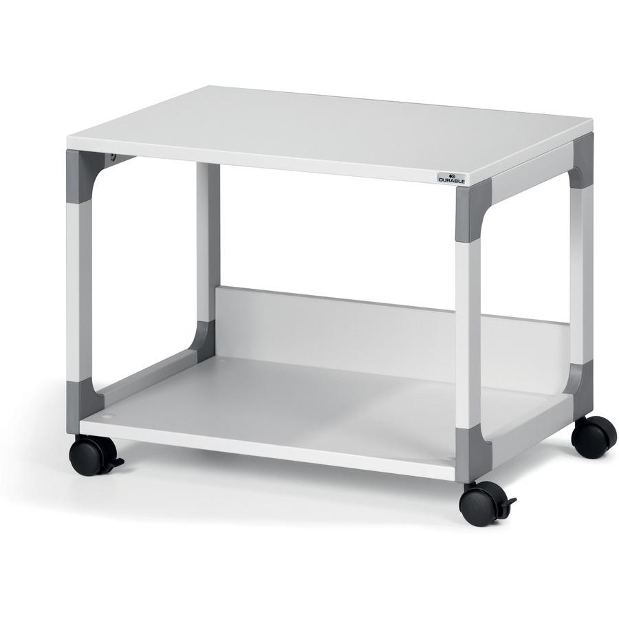 DURABLE System 48 Multifunction Trolley - 2 Shelf - 4 Casters - Plastic, Melamine Faced Chipboard (MFC), Steel - 23.62" Width x 17.01" Depth x 18.78" Height - Metal Frame - Gray - 1 Each. Picture 4