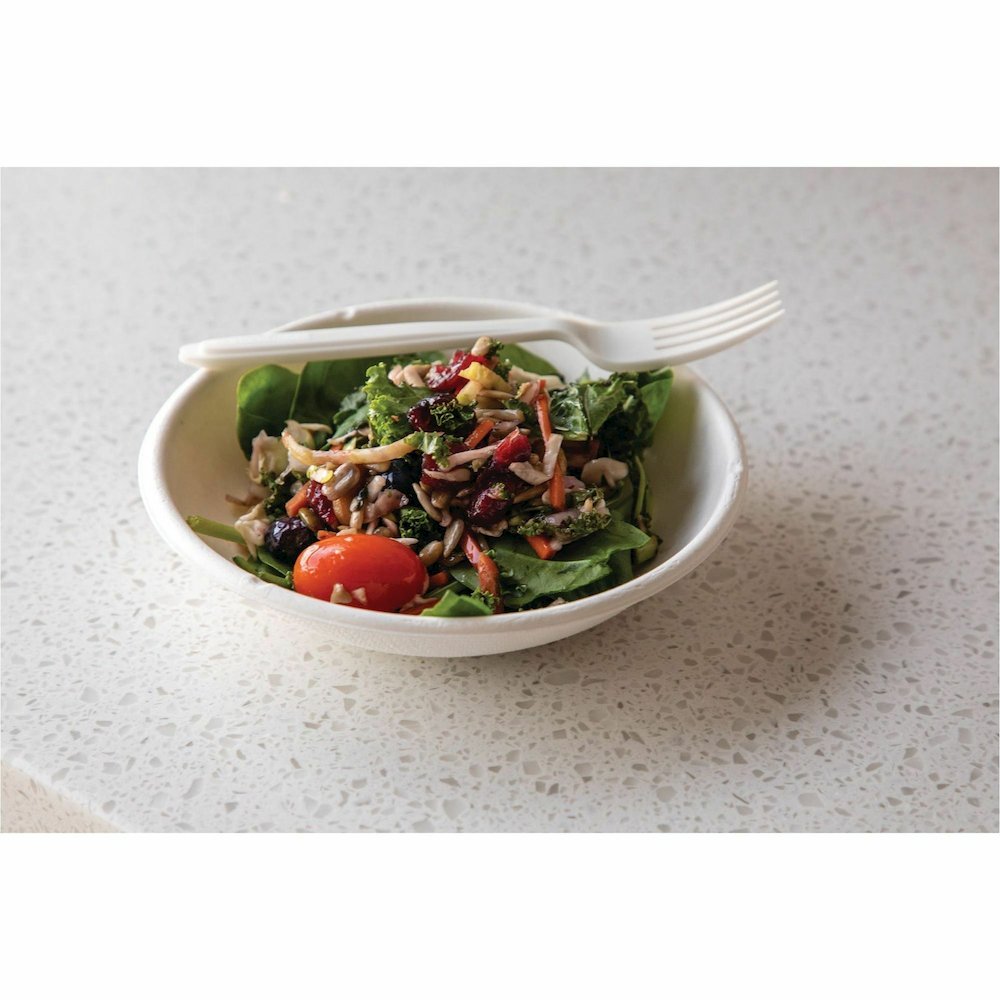 Eco-Products Vanguard 12 oz Sugarcane Bowls - Breakroom - Disposable - Microwave Safe - White - Sugarcane Fiber Body - 1000 / Carton. Picture 5