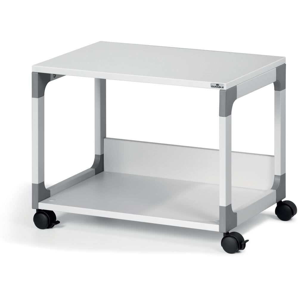 DURABLE System 48 Multifunction Trolley - 2 Shelf - 4 Casters - Plastic, Melamine Faced Chipboard (MFC), Steel - 23.62" Width x 17.01" Depth x 18.78" Height - Metal Frame - Gray - 1 Each. Picture 3