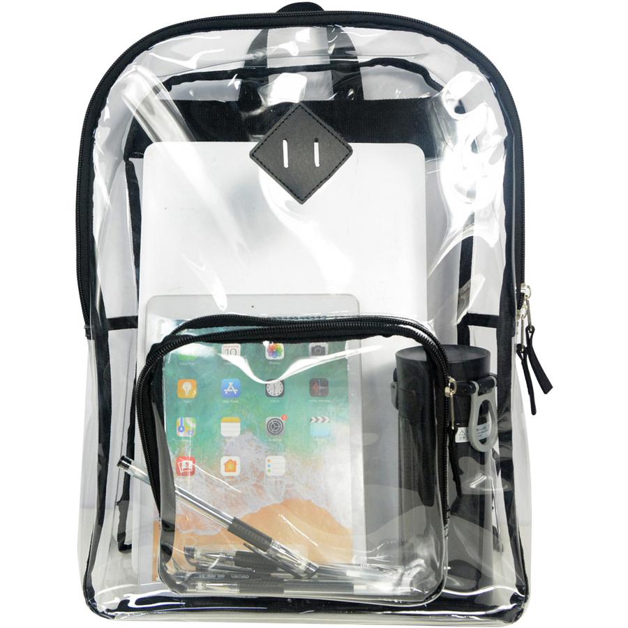 Sparco Carrying Case (Backpack) Multipurpose - Clear - Polyvinyl Chloride (PVC), 420D Oxford Body - Shoulder Strap, Handle - 17" Height x 12" Width x 5" Depth - 1 Each. Picture 2