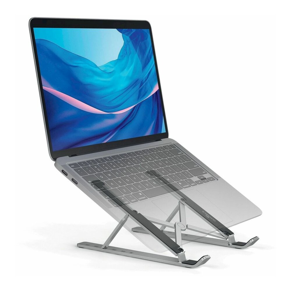 DURABLE Laptop Stand Fold - Upto 15" Screen Size Notebook Support - Aluminum - Silver. Picture 5