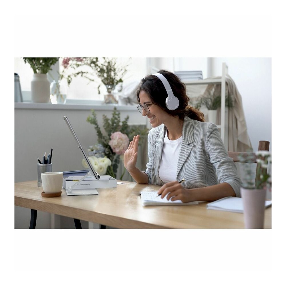 DURABLE Tablet Stand Rise - Up to 13" Screen Support - 2.20 lb Load Capacity - 8.07" Height x 6.69" Width x 5.39" Depth - Tabletop - Anodized Aluminium - Aluminum - Silver - For Smartphone, Tablet - F. Picture 6