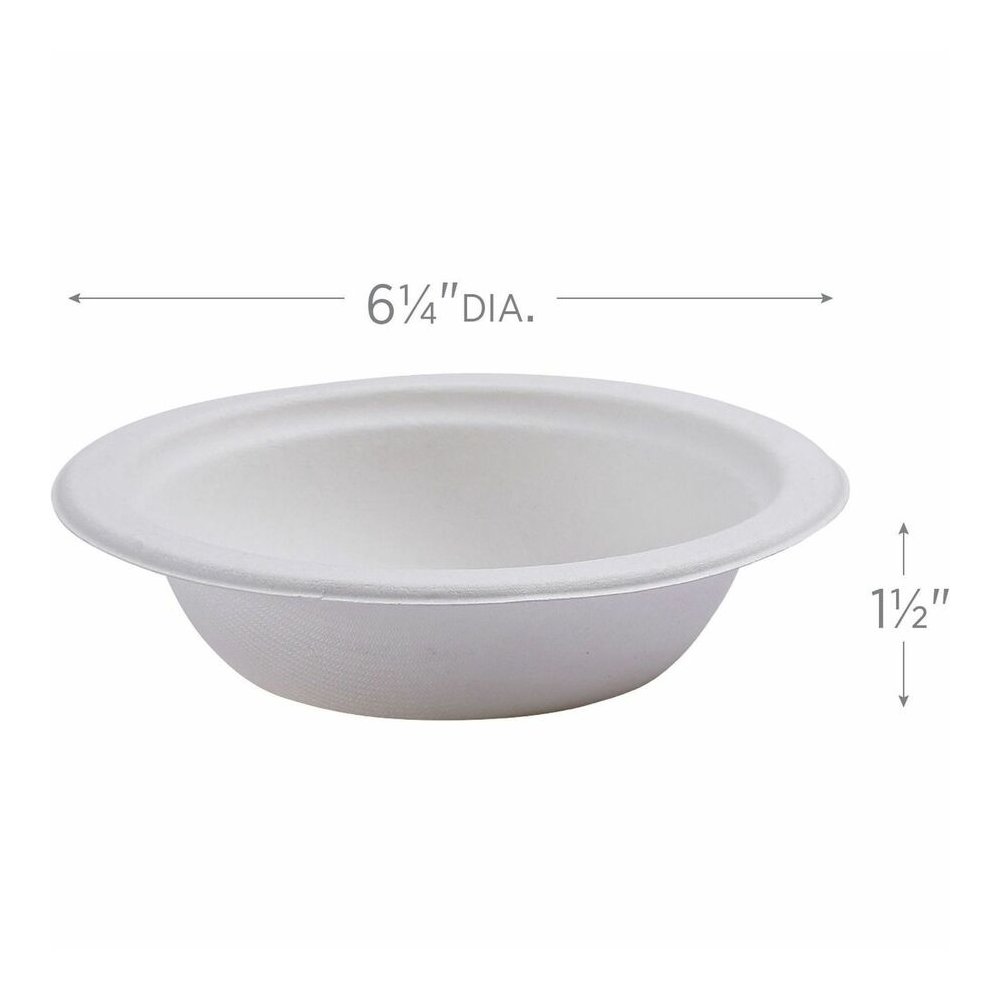Eco-Products Vanguard 12 oz Sugarcane Bowls - Breakroom - Disposable - Microwave Safe - White - Sugarcane Fiber Body - 1000 / Carton. Picture 7