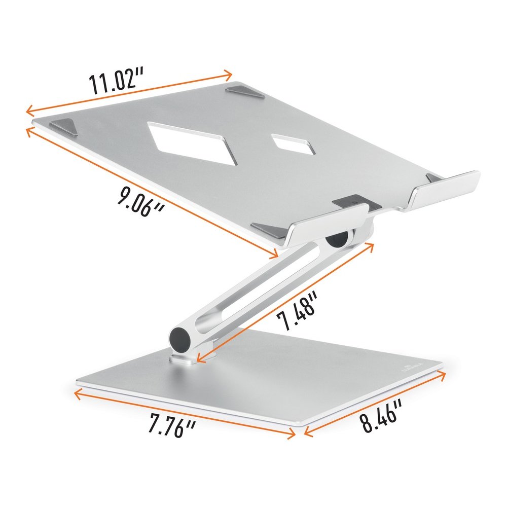 DURABLE Laptop Stand Rise - Up to 17" Screen Support - 11.02 lb Load Capacity - 12.60" Height x 9.06" Width x 11.02" Depth - Desktop, Tabletop - Aluminum - Silver - For Notebook, Monitor, Tablet - Fol. Picture 8