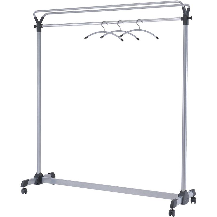 Alba Upper Shelf Double-sided Garment Rack - 50 x Coat - 66.9" Height x 19.7" Width59.1" Length%Floor - Caster, Sturdy - Silver - Steel, Plastic - 1 Each. Picture 9