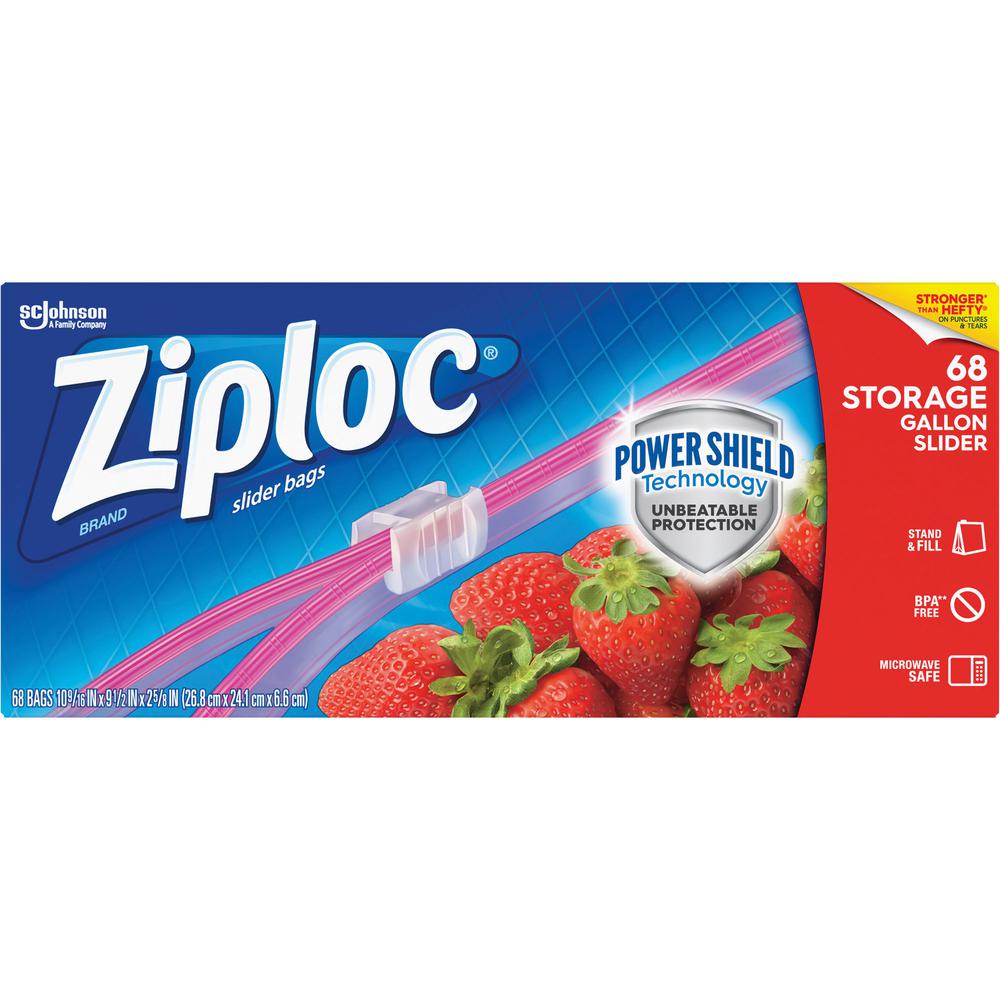Ziploc&reg; Gallon Storage Slider Bags - Large Size - 10.56" Width x 2.63" Length x 9.50" Depth - Sliding Closure - Blue - 1Each - 68 Per Box - Food, Supplies. Picture 3