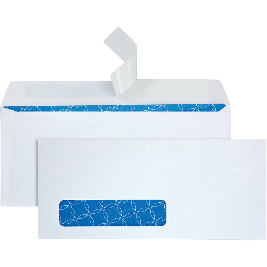 Quality Park No. 10 Single Window Security Tint Treated Business Envelopes - Business - #10 - 4 1/8" Width x 9 1/2" Length - 24 lb - Flap - White - 1 Box. Picture 2