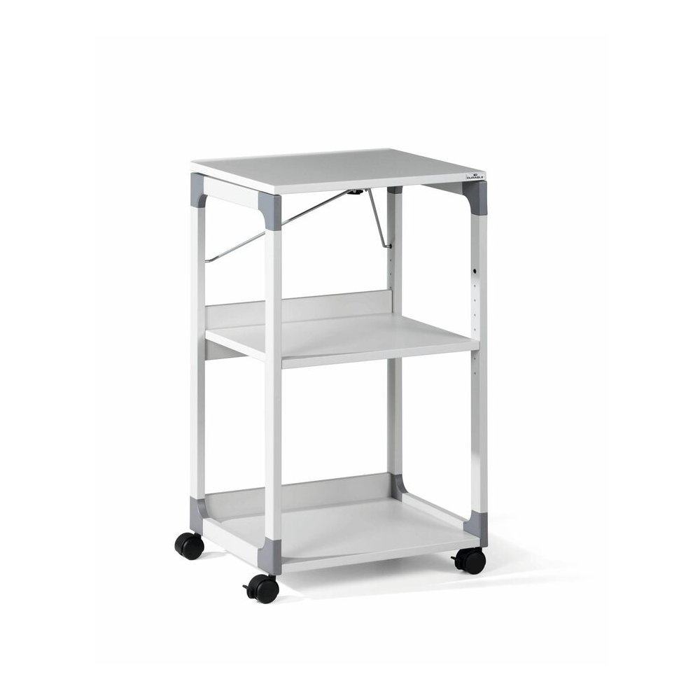 DURABLE System Overhead/Beamer Trolley - 3 x Shelf(ves) - 34.72" Height x 20" Width x 17.01" Depth - Metal, Steel, Resin, Fiberglass, Plastic - Gray - Rotate, Durable, Tilt, Adjustable Shelf, Sturdy. Picture 5