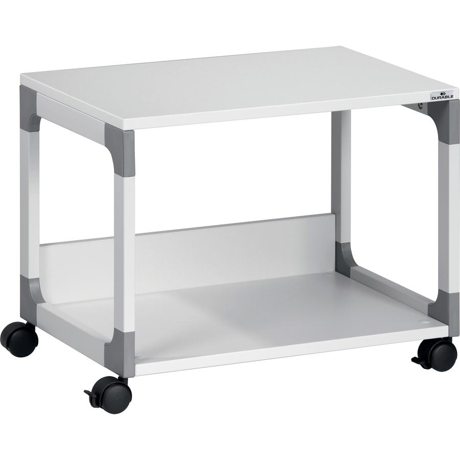 DURABLE System 48 Multifunction Trolley - 2 Shelf - 4 Casters - Plastic, Melamine Faced Chipboard (MFC), Steel - 23.62" Width x 17.01" Depth x 18.78" Height - Metal Frame - Gray - 1 Each. Picture 8