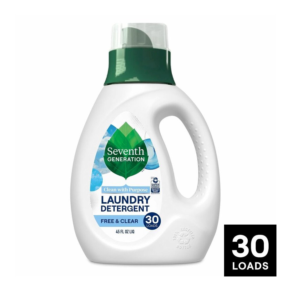 Seventh Generation Natural Laundry Detergent - 45 fl oz (1.4 quart) - Hypoallergenic, Non-irritating, Bio-based, Kosher - White, Green, Blue - 1 Each. Picture 3