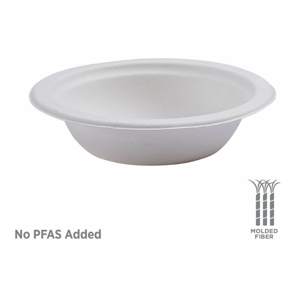 Eco-Products Vanguard 12 oz Sugarcane Bowls - Breakroom - Disposable - Microwave Safe - White - Sugarcane Fiber Body - 1000 / Carton. Picture 9