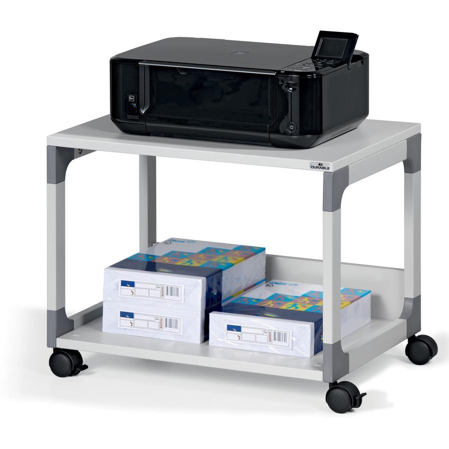 DURABLE System 48 Multifunction Trolley - 2 Shelf - 4 Casters - Plastic, Melamine Faced Chipboard (MFC), Steel - 23.62" Width x 17.01" Depth x 18.78" Height - Metal Frame - Gray - 1 Each. Picture 9