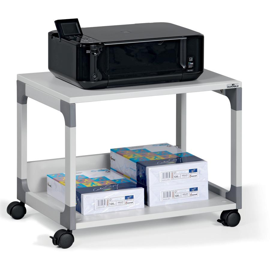 DURABLE System 48 Multifunction Trolley - 2 Shelf - 4 Casters - Plastic, Melamine Faced Chipboard (MFC), Steel - 23.62" Width x 17.01" Depth x 18.78" Height - Metal Frame - Gray - 1 Each. Picture 6