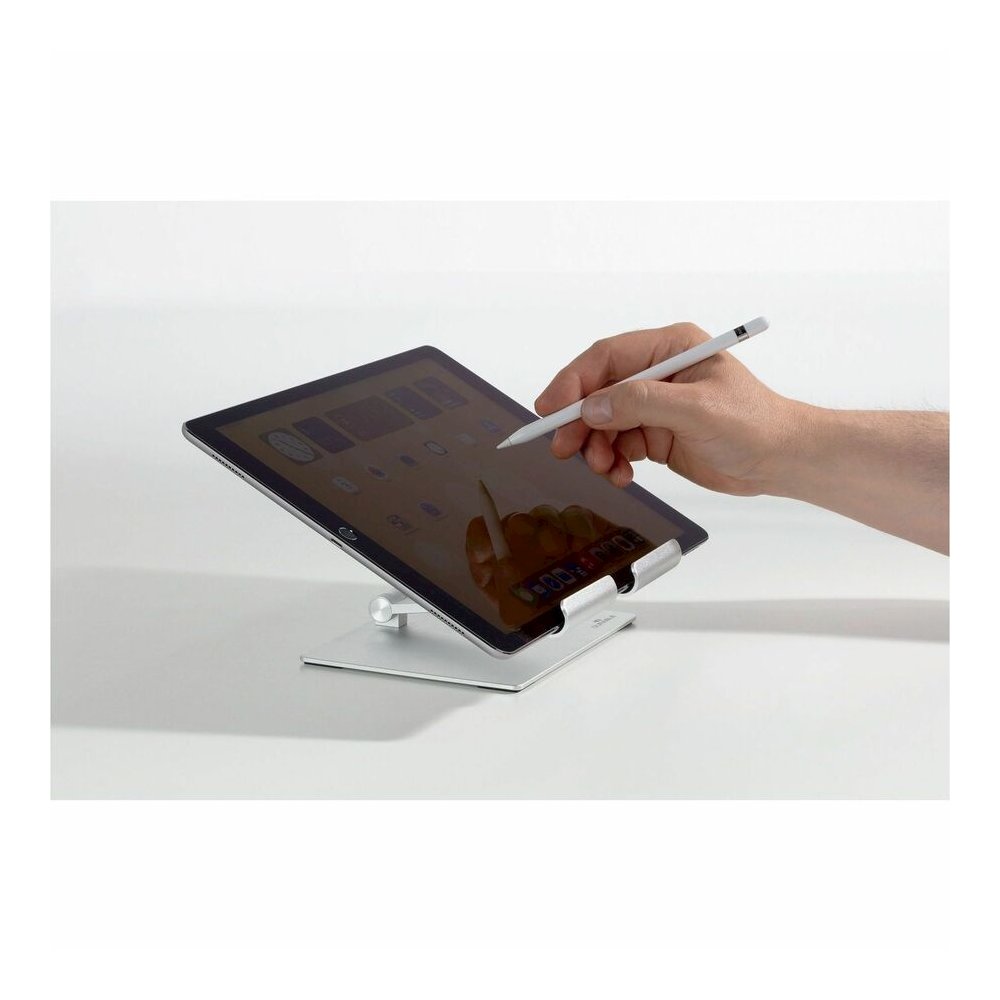 DURABLE Tablet Stand Rise - Up to 13" Screen Support - 2.20 lb Load Capacity - 8.07" Height x 6.69" Width x 5.39" Depth - Tabletop - Anodized Aluminium - Aluminum - Silver - For Smartphone, Tablet - F. Picture 13