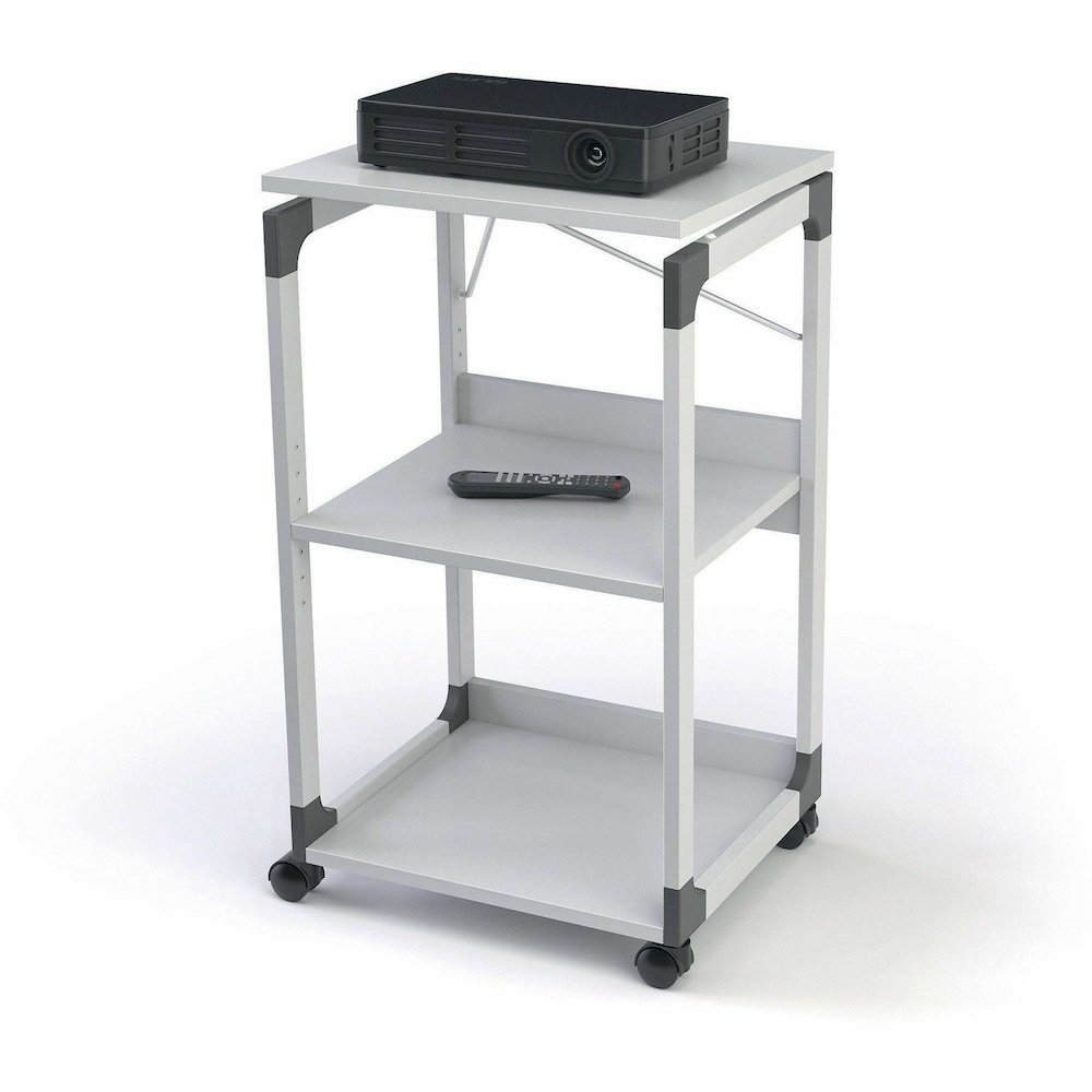 DURABLE System Overhead/Beamer Trolley - 3 x Shelf(ves) - 34.72" Height x 20" Width x 17.01" Depth - Metal, Steel, Resin, Fiberglass, Plastic - Gray - Rotate, Durable, Tilt, Adjustable Shelf, Sturdy. Picture 9
