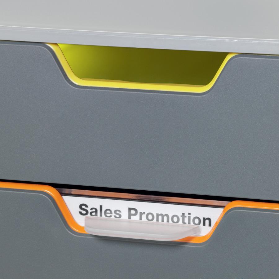 DURABLE&reg; VARICOLOR&reg; Desktop 5 Drawer Organizer - 11" W x 11-3/8" H x 14" D - 5 Drawers - Color Labeled Tabs - Charcoal. Picture 14