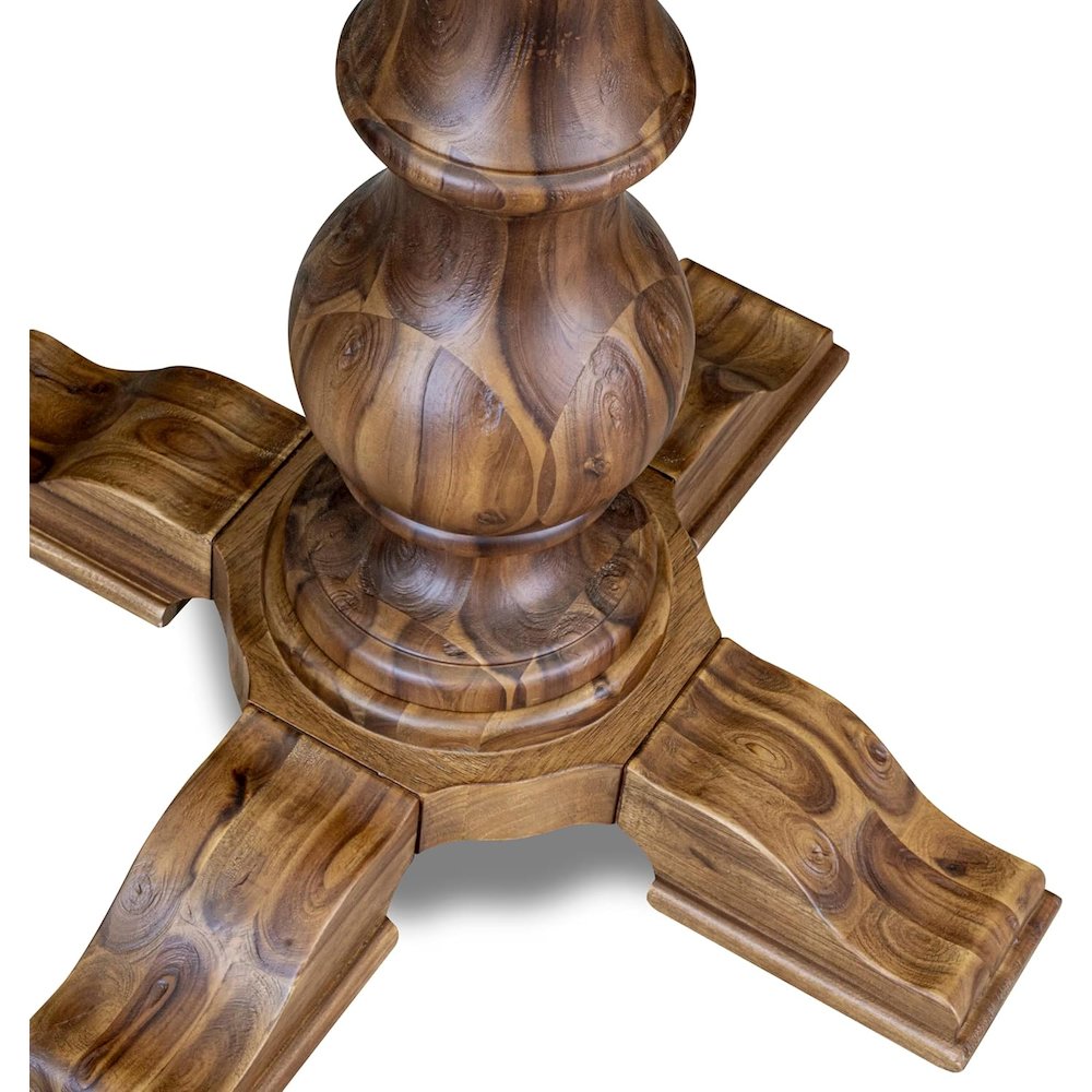 Kitchen Table with Acacia Wood Round Tabletop, Antique Walnut Finish. Picture 3