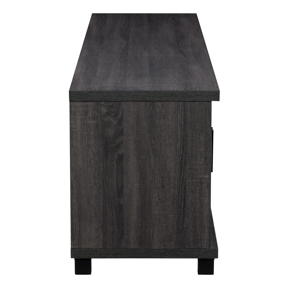 CorLiving Fremont Grey TV Bench with Glass Cabinets for TVs up to 95" Dark Grey. Picture 5