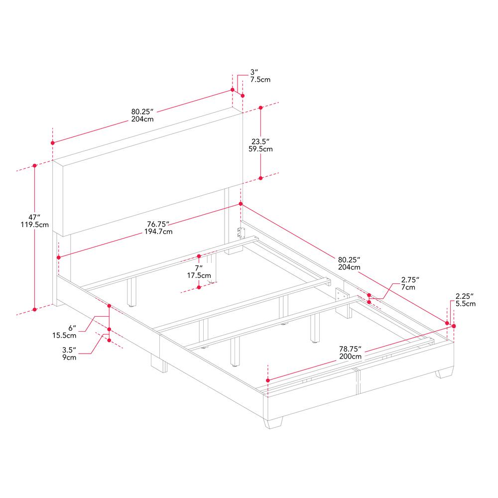 Luna Low Profile Upholstered Elegant Minimalist King Bed Frame. Picture 3