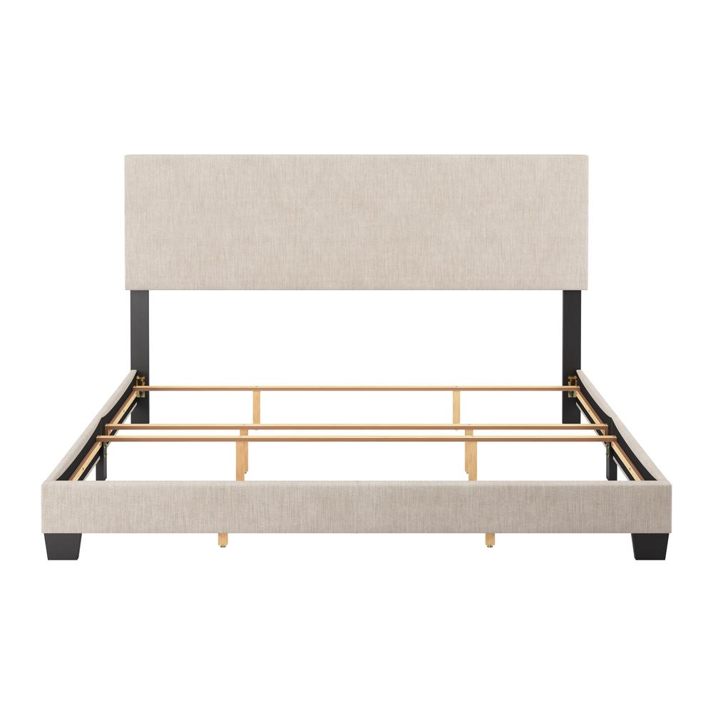 Luna Low Profile Upholstered Elegant Minimalist King Bed Frame. Picture 1