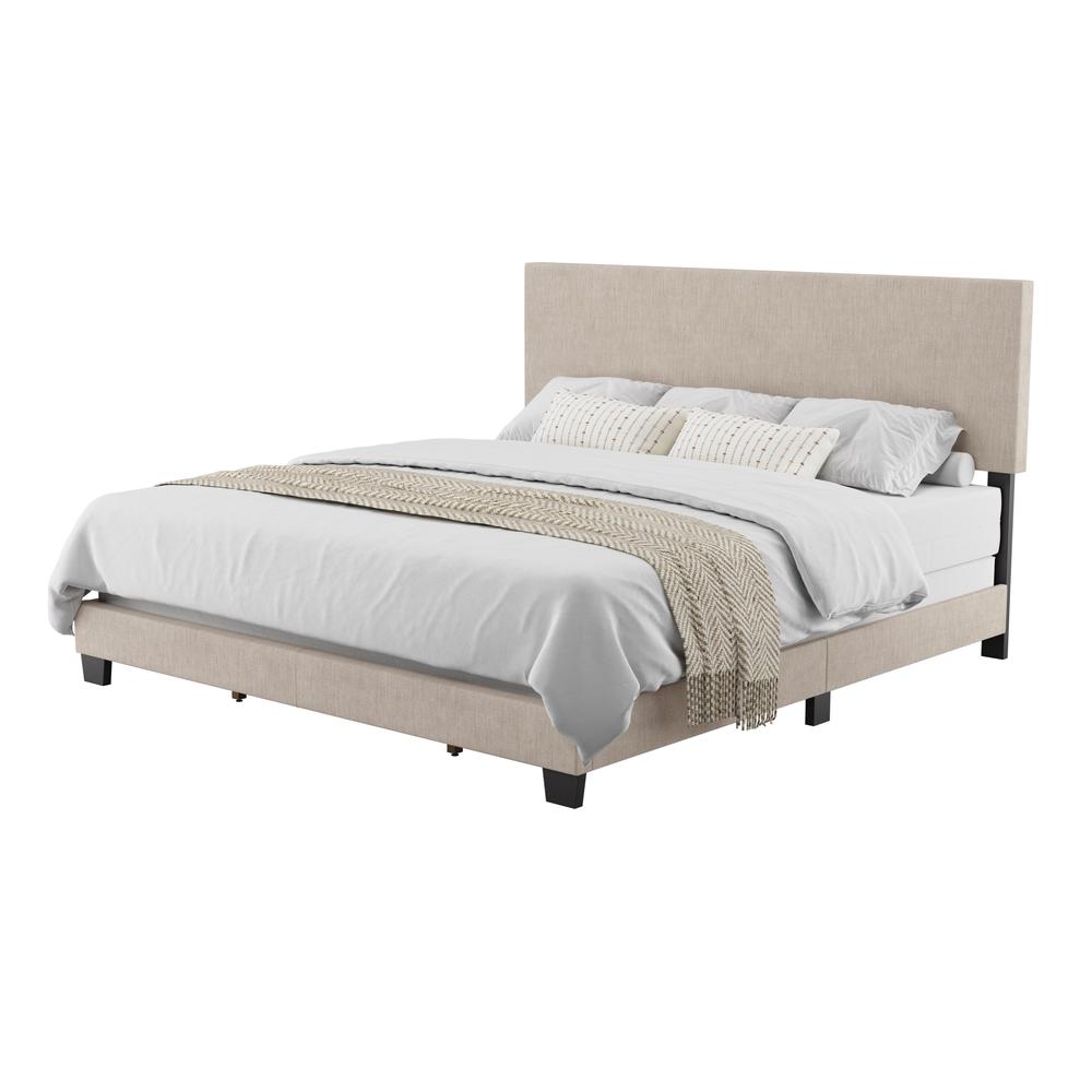 Luna Low Profile Upholstered Elegant Minimalist King Bed Frame. Picture 5