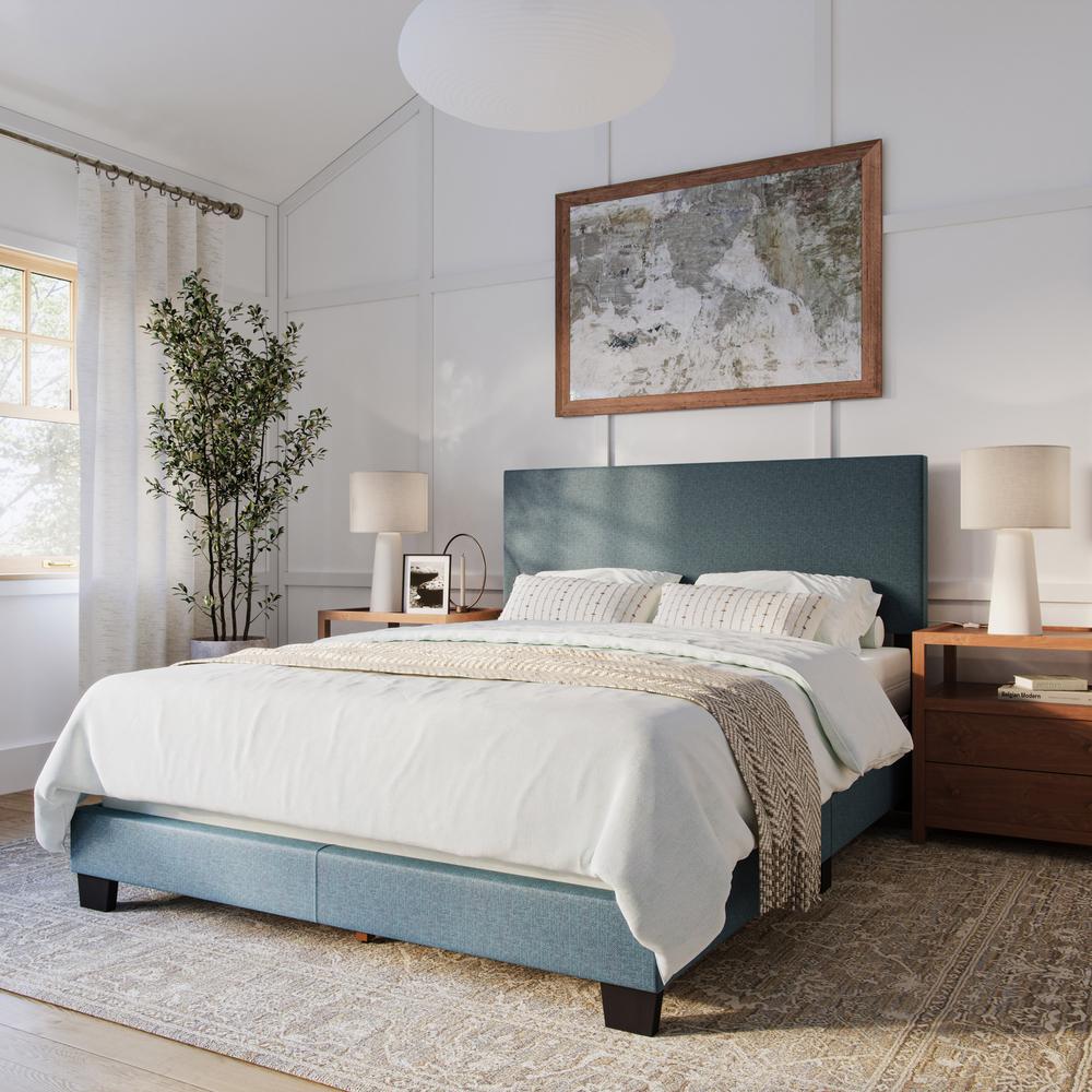 Luna Low Profile Upholstered Elegant Minimalist Queen Bed Frame. Picture 2