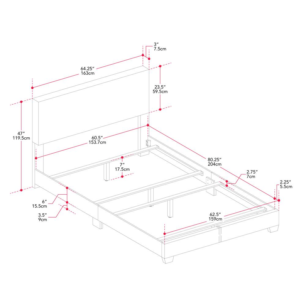 Luna Low Profile Upholstered Elegant Minimalist Queen Bed Frame. Picture 3