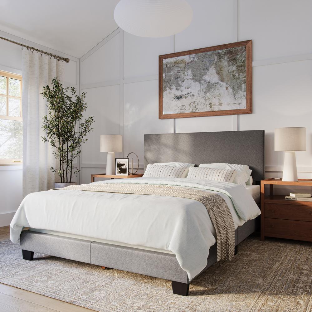 Luna Low Profile Upholstered Elegant Minimalist Queen Bed Frame. Picture 2