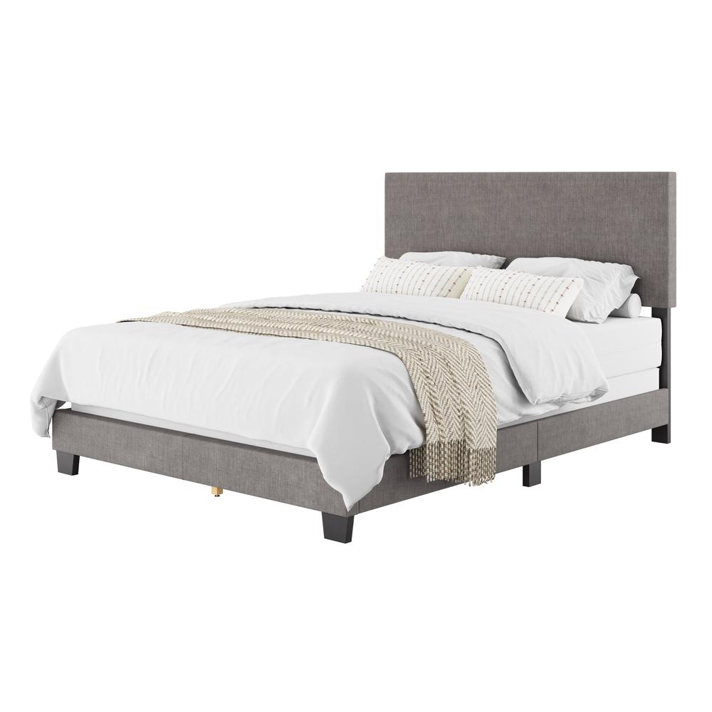 Luna Low Profile Upholstered Elegant Minimalist Queen Bed Frame. Picture 5