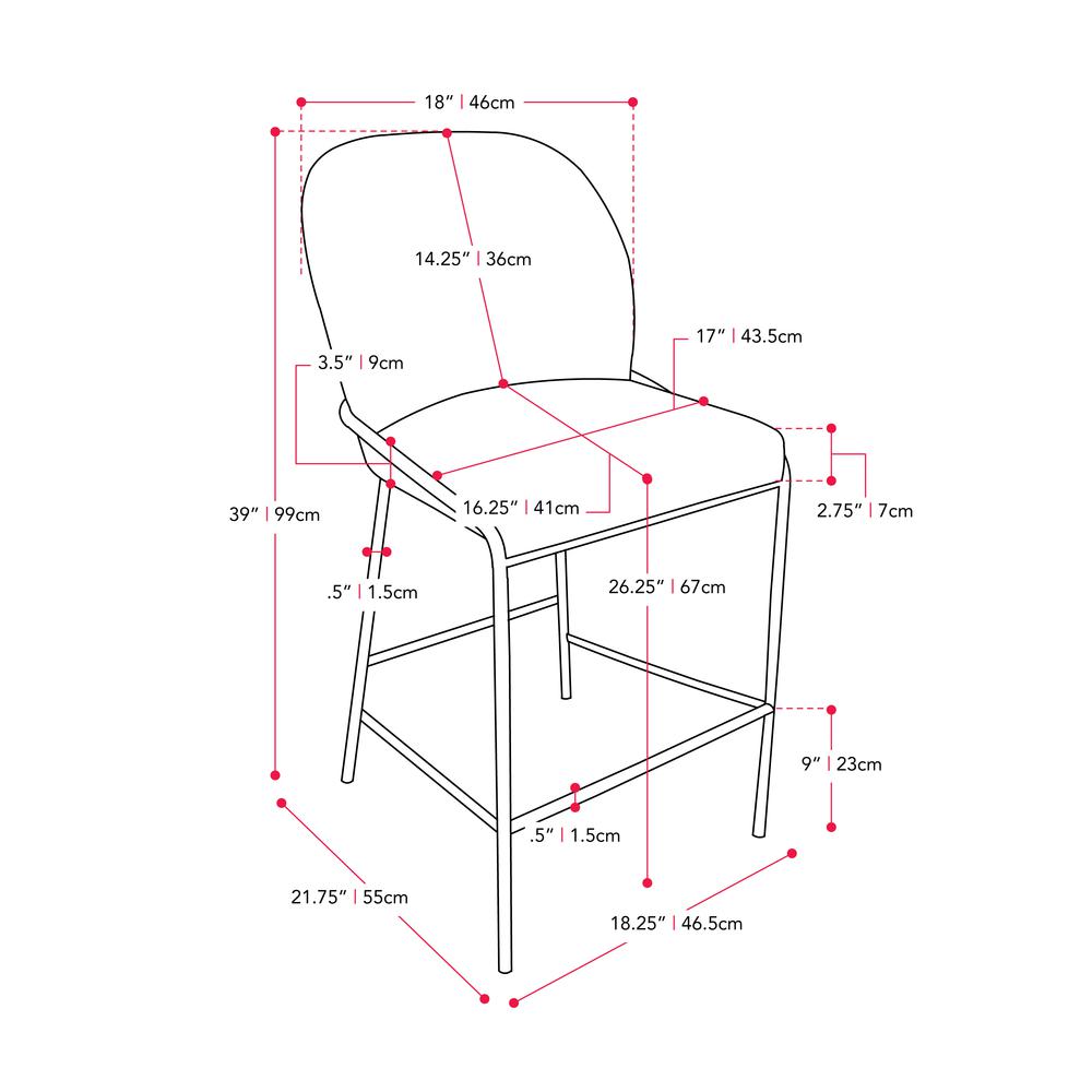 Avery Boucle Curved Back Modern Counter Height Bar Stool. Picture 4