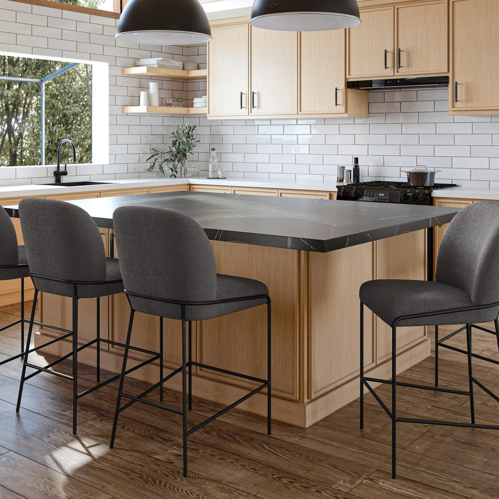 Avery Boucle Curved Back Modern Counter Height Bar Stool. Picture 2
