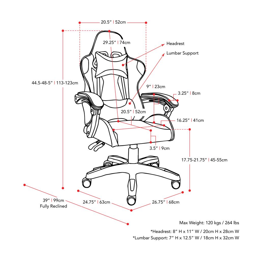 Shadow Deluxe Reclingin Gaming Chair with Back and Neck Pillows. Picture 3