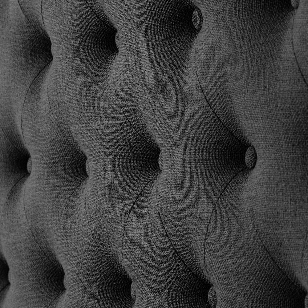 Dark Grey Tufted Fabric Bed with Wings, King. Picture 5