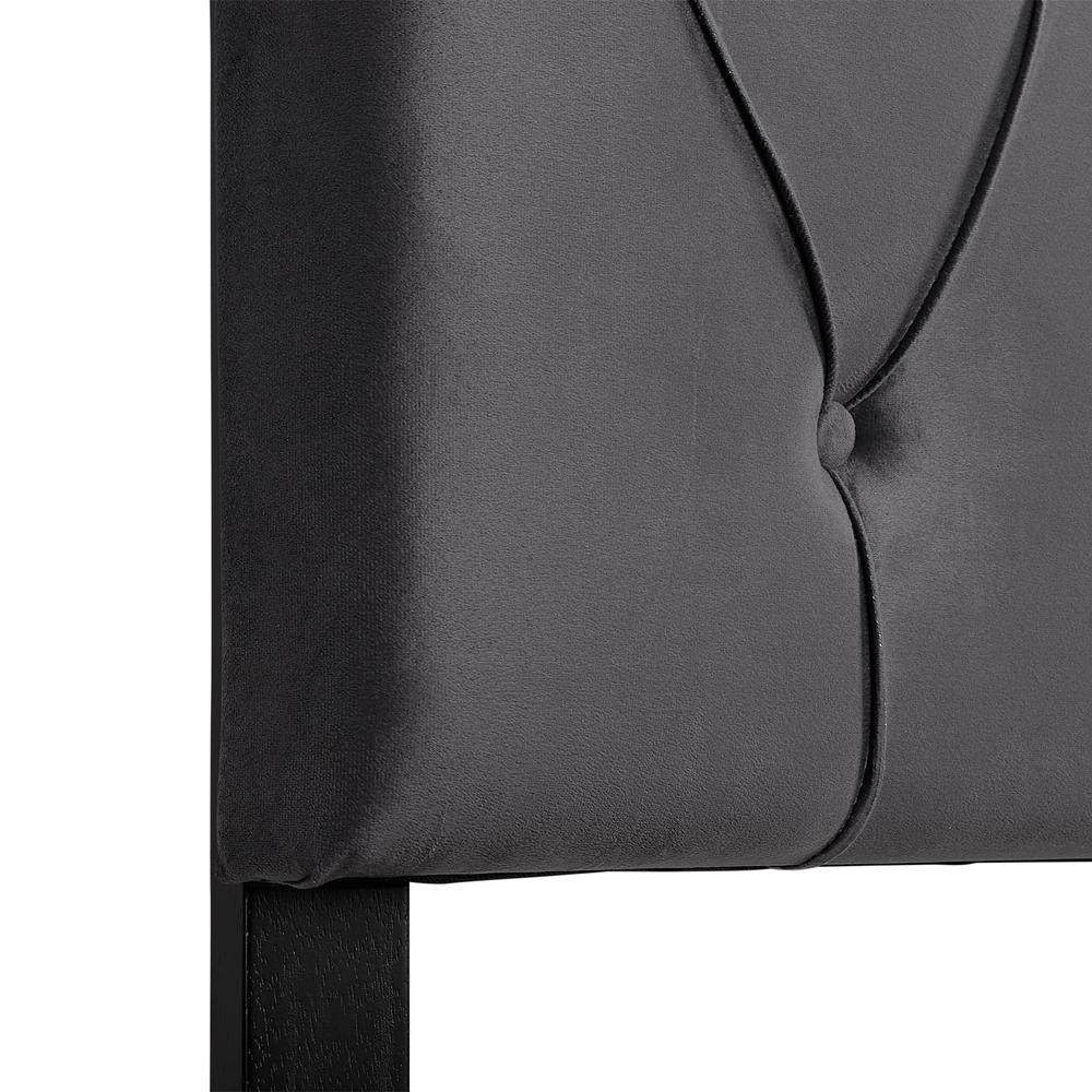 CorLiving Catalina Velvet Headboard, Twin/Single Dark Grey. Picture 8