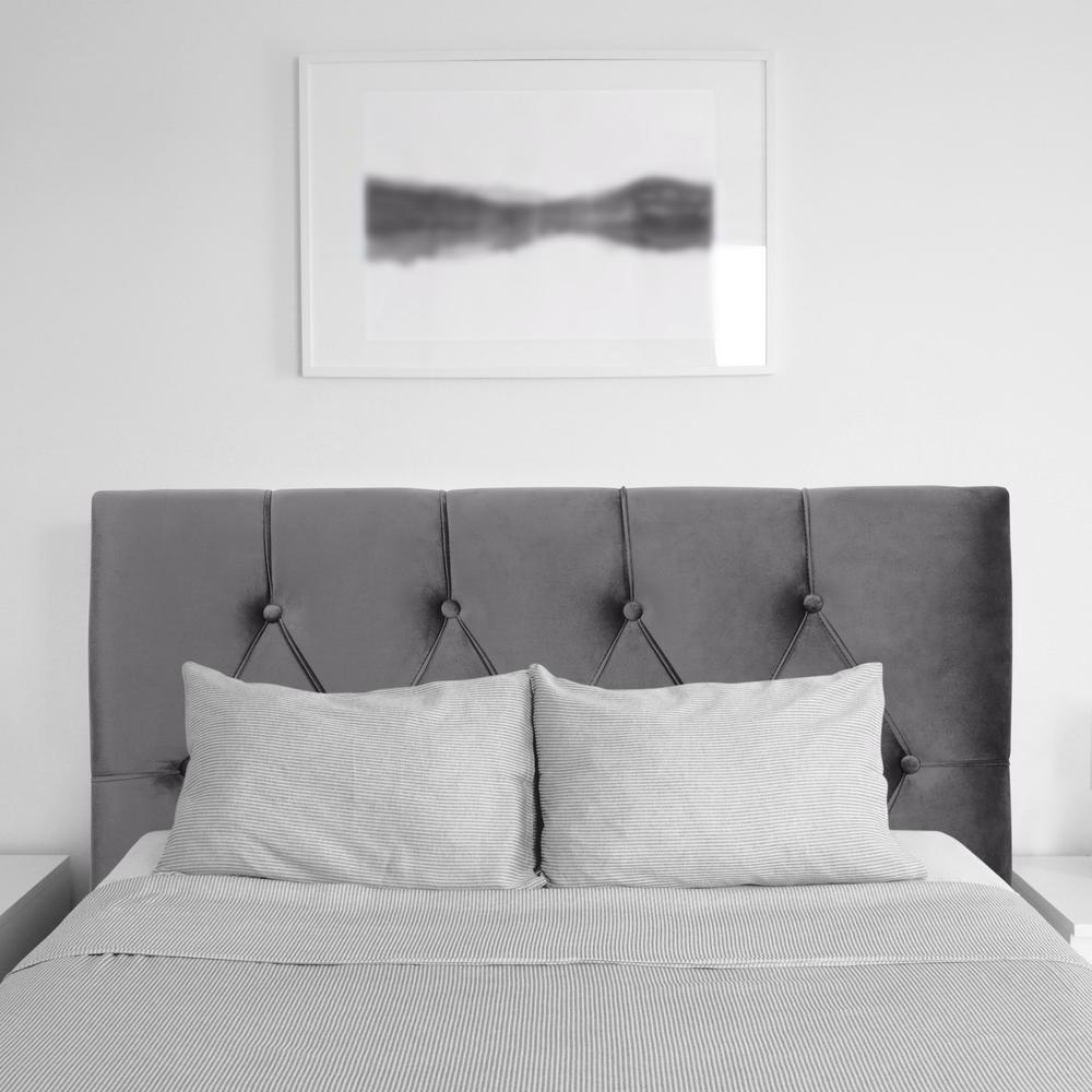 CorLiving Catalina Velvet Headboard, Twin/Single Dark Grey. Picture 3