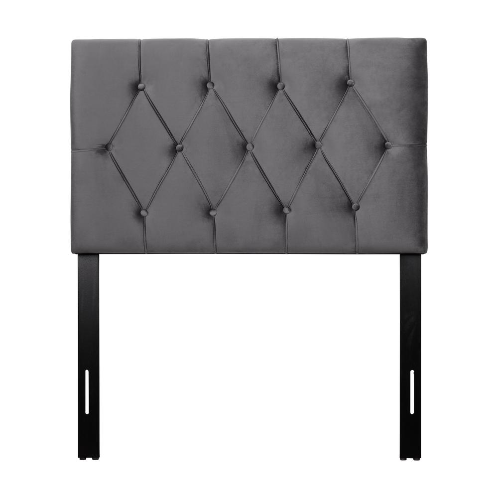 CorLiving Catalina Velvet Headboard, Twin/Single Dark Grey. Picture 1