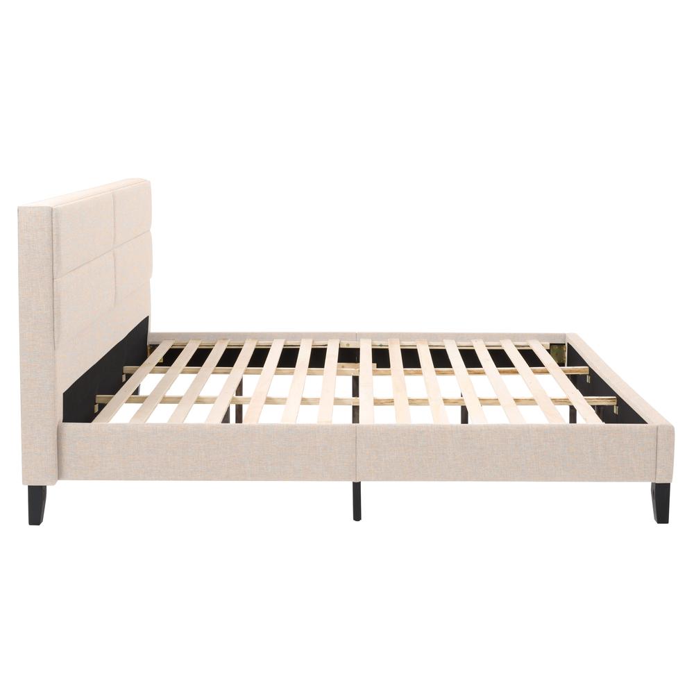CorLiving Bellevue Cream Upholstered Panel Bed, King. Picture 5