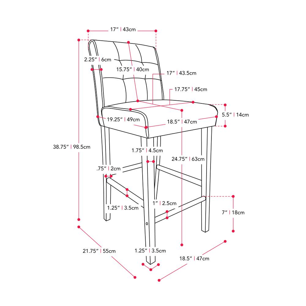 CorLiving Leila PU Counter Height Barstool Graphite Black. Picture 7
