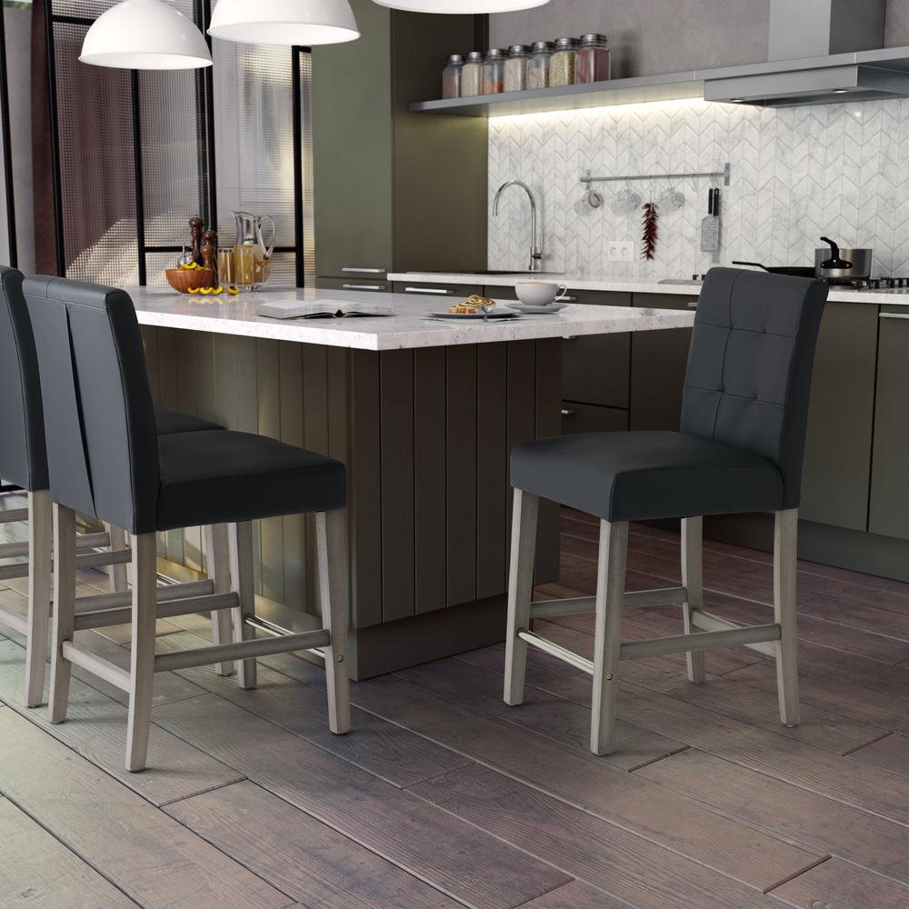 CorLiving Leila PU Counter Height Barstool Graphite Black. Picture 6