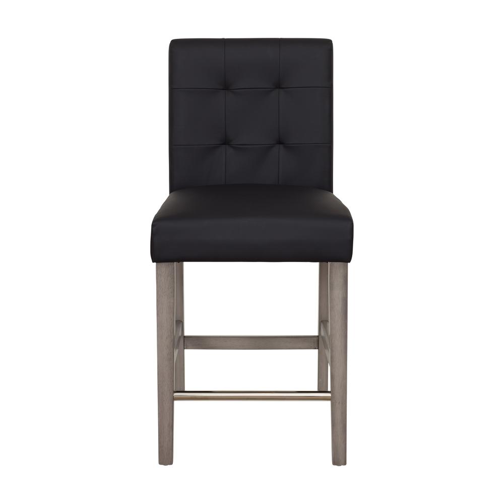 CorLiving Leila PU Counter Height Barstool Graphite Black. Picture 1
