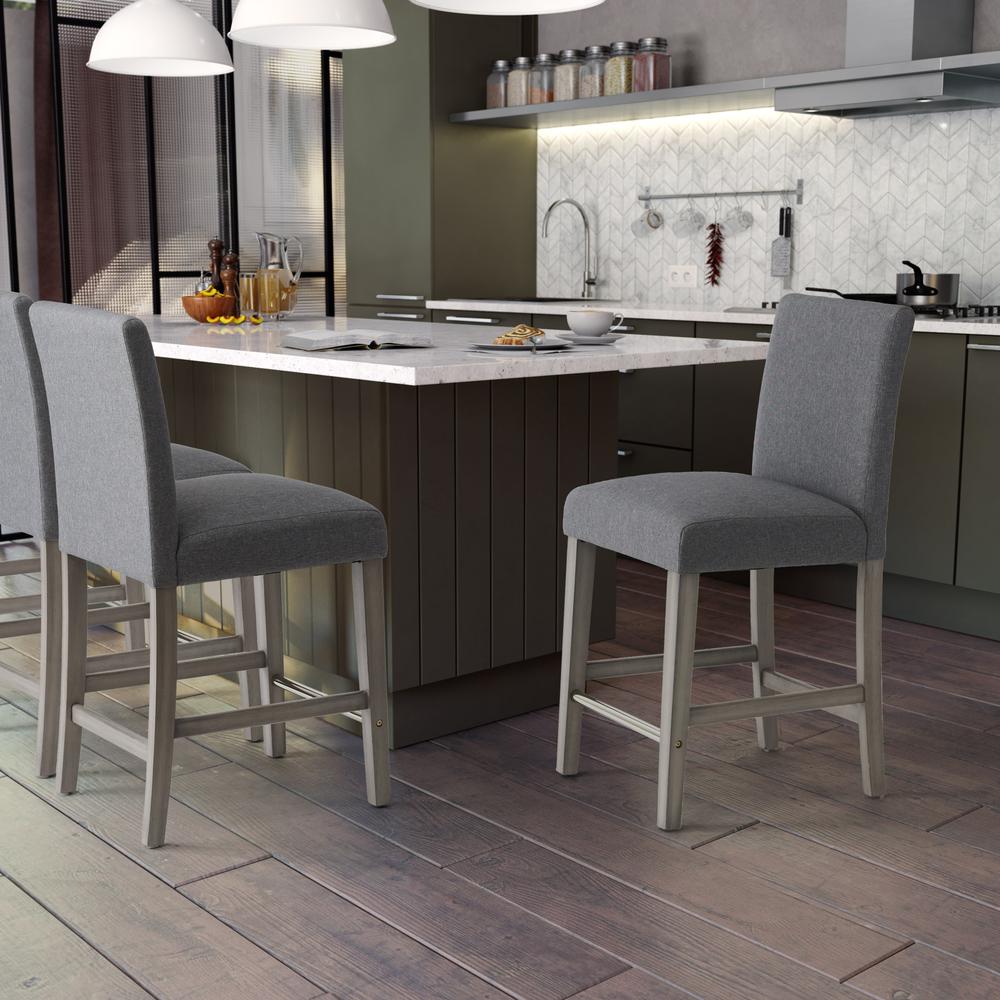 CorLiving Laura Fabric Counter Height Barstool Grey. Picture 6