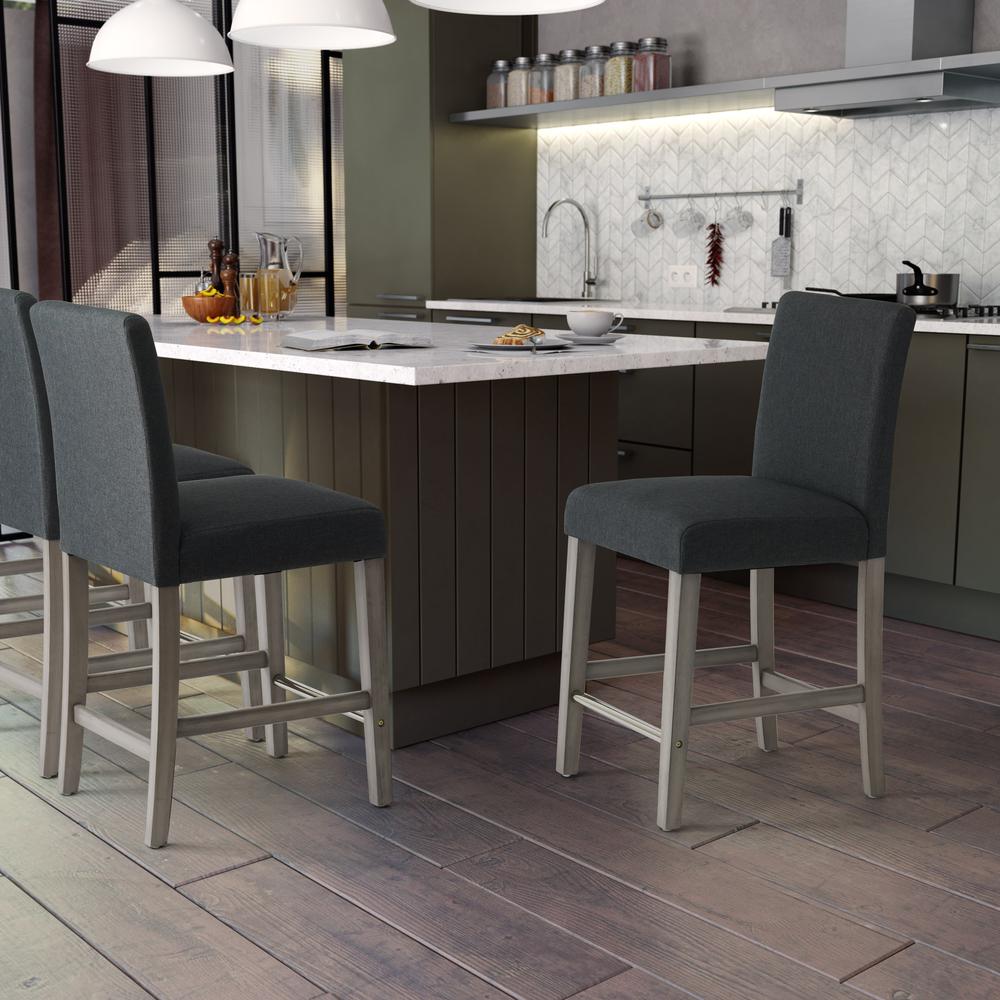 CorLiving Laura Fabric Counter Height Barstool Dark Grey. Picture 6