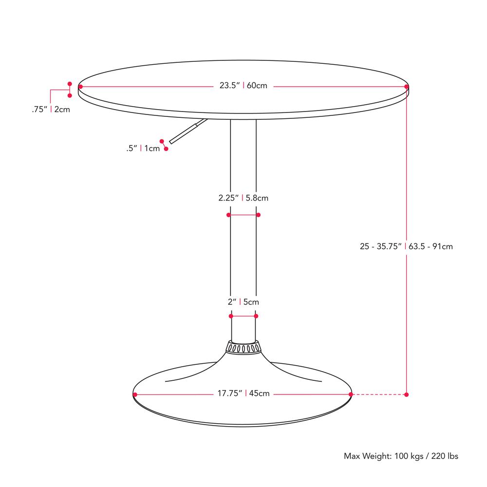 CorLiving Round Adjustable Pedestal Dining Table. Picture 4