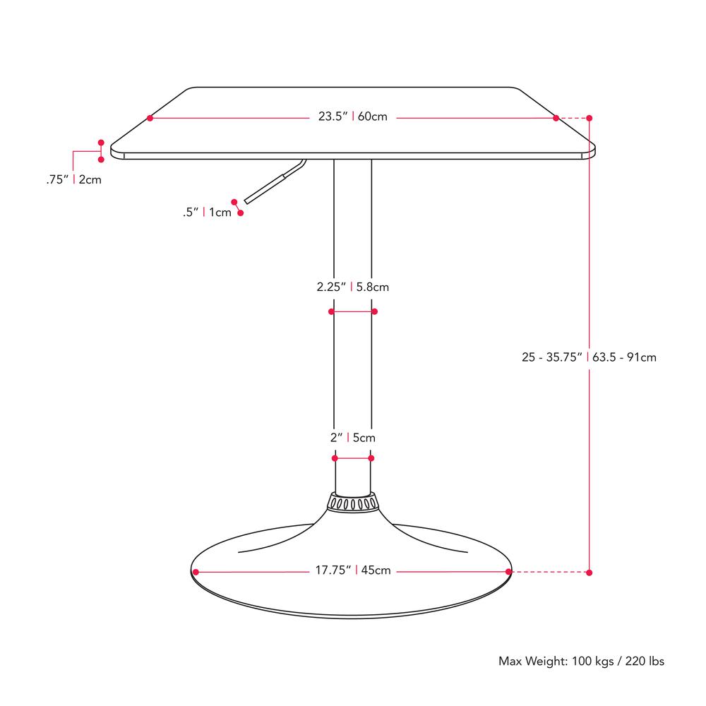 CorLiving Square Adjustable Pedestal Dining Table. Picture 5