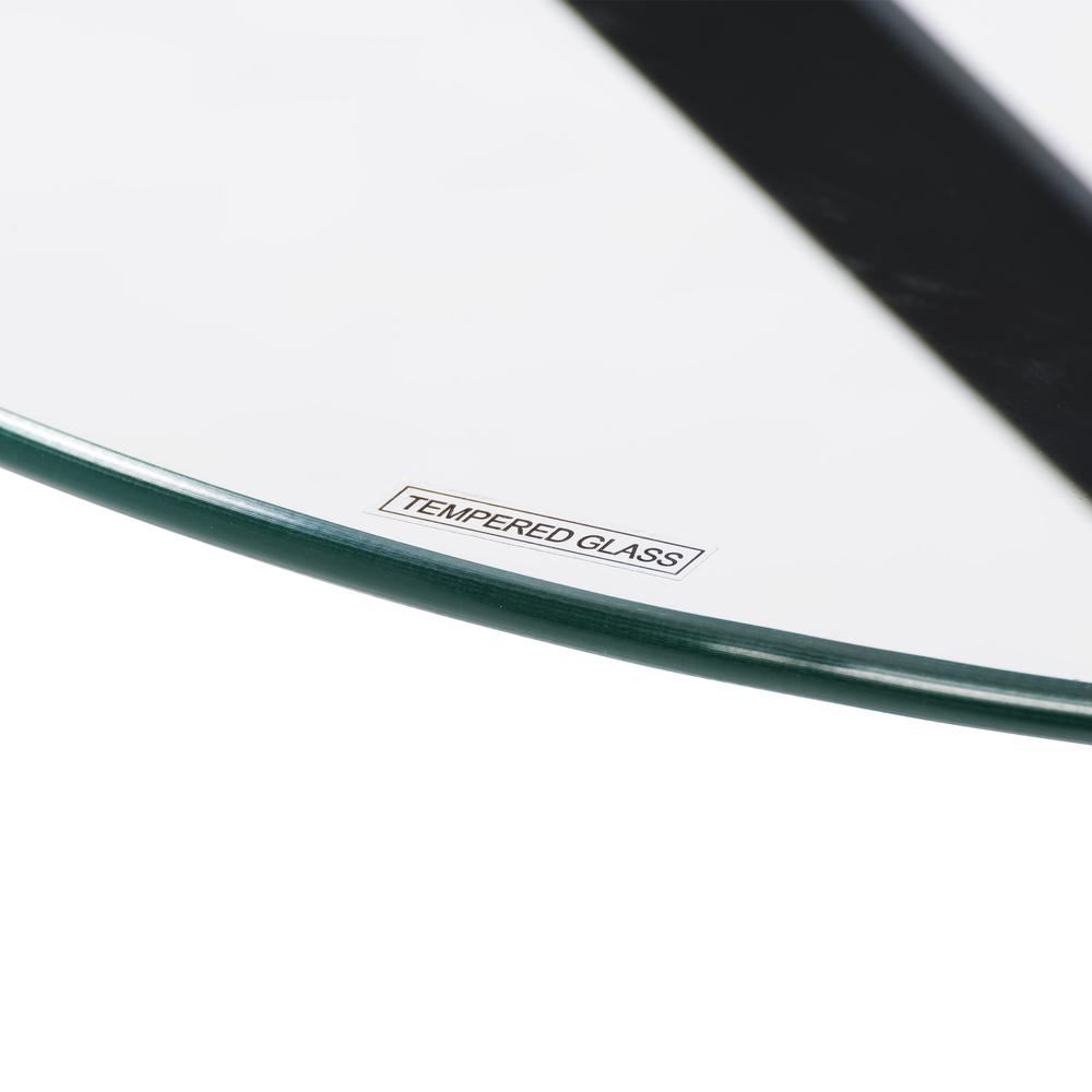 CorLiving Lennox Glass Top Trestle Bistro Table. Picture 7