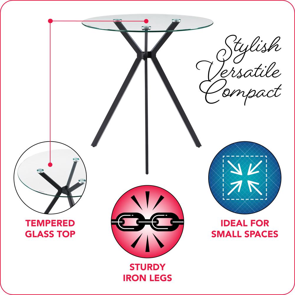 CorLiving Lennox Glass Top Trestle Bistro Table. Picture 2