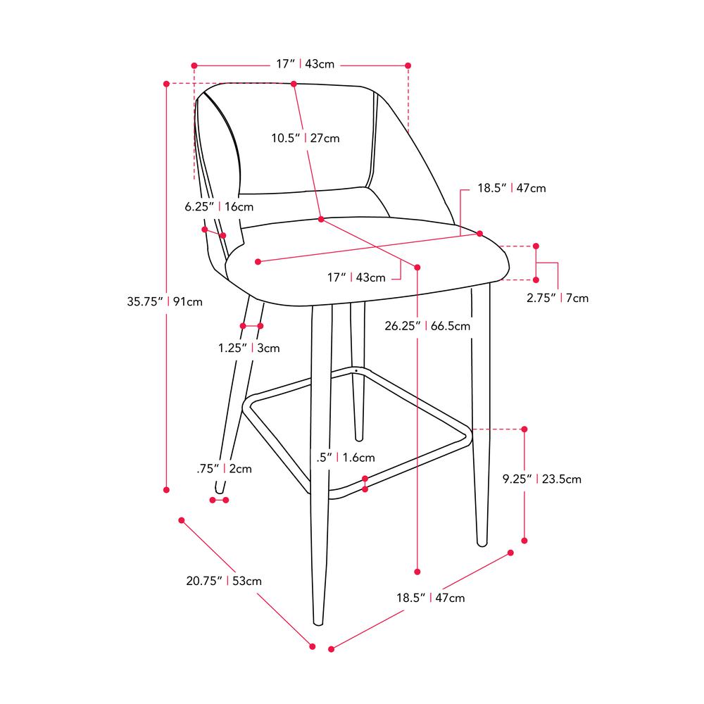 CorLiving Blakeley Velvet Barstool Black. Picture 8