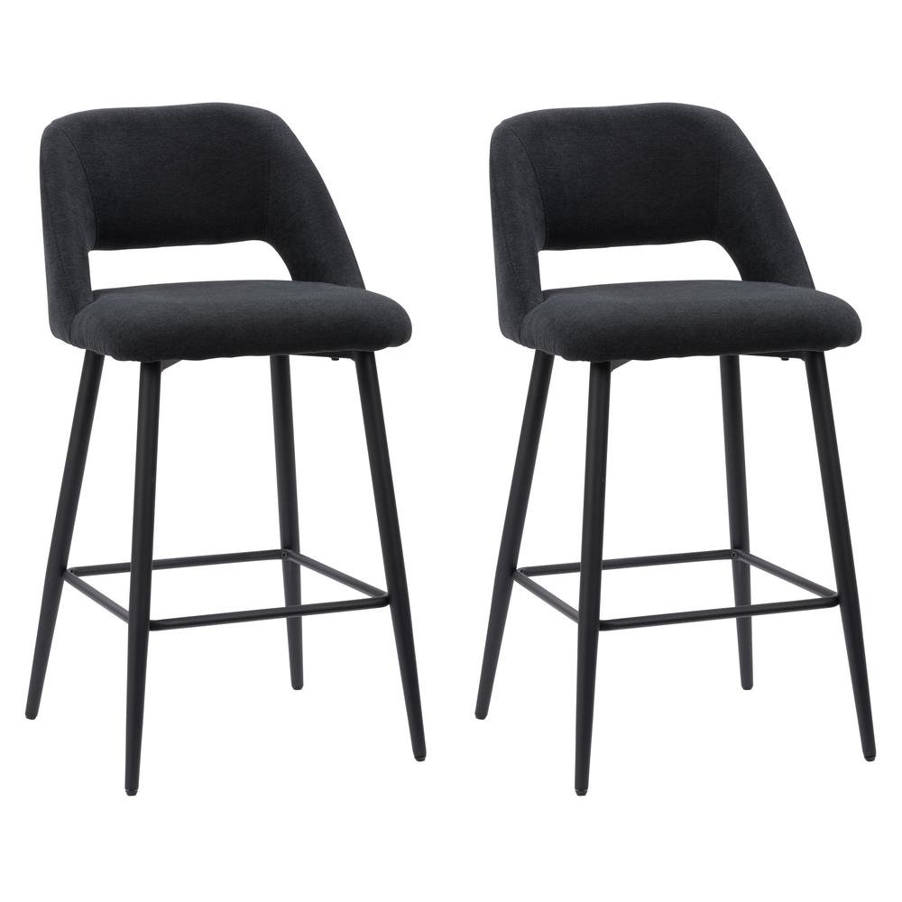 CorLiving Blakeley Velvet Barstool Black. Picture 1