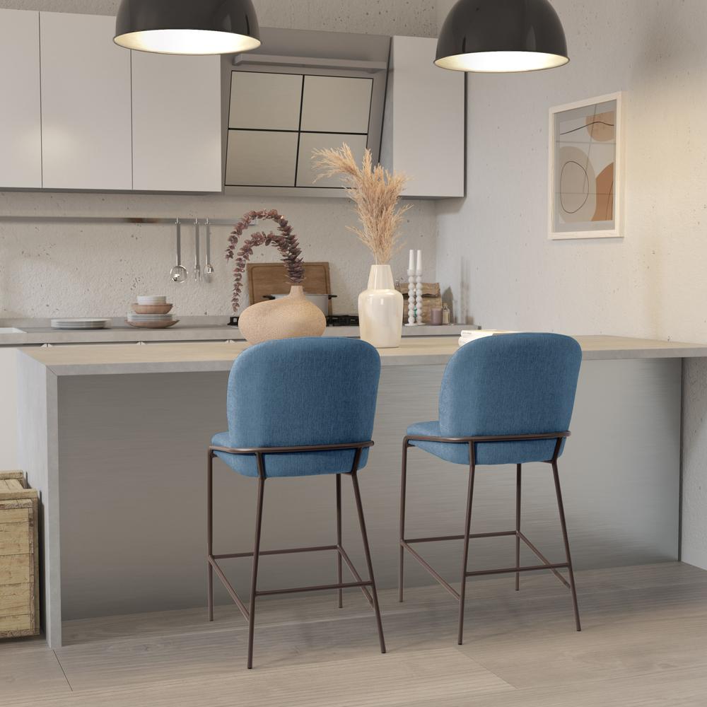 CorLiving Blakeley Counter Height Barstool Blue. Picture 6